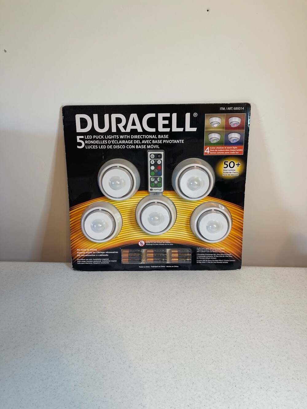 Duracell 5 LED Puck Lights with Directional Base and Remote Control
